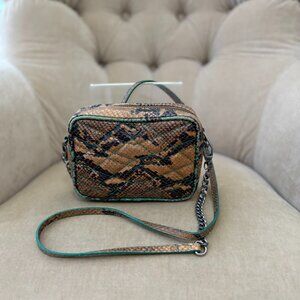 Auth. ZADIG & VOLTAIRE Genuine Python Quilted MINI Crossbody Clutch Bag